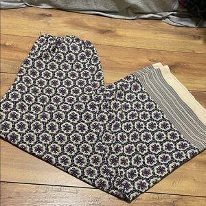 Floral Wide Leg Pants - Black and Cream